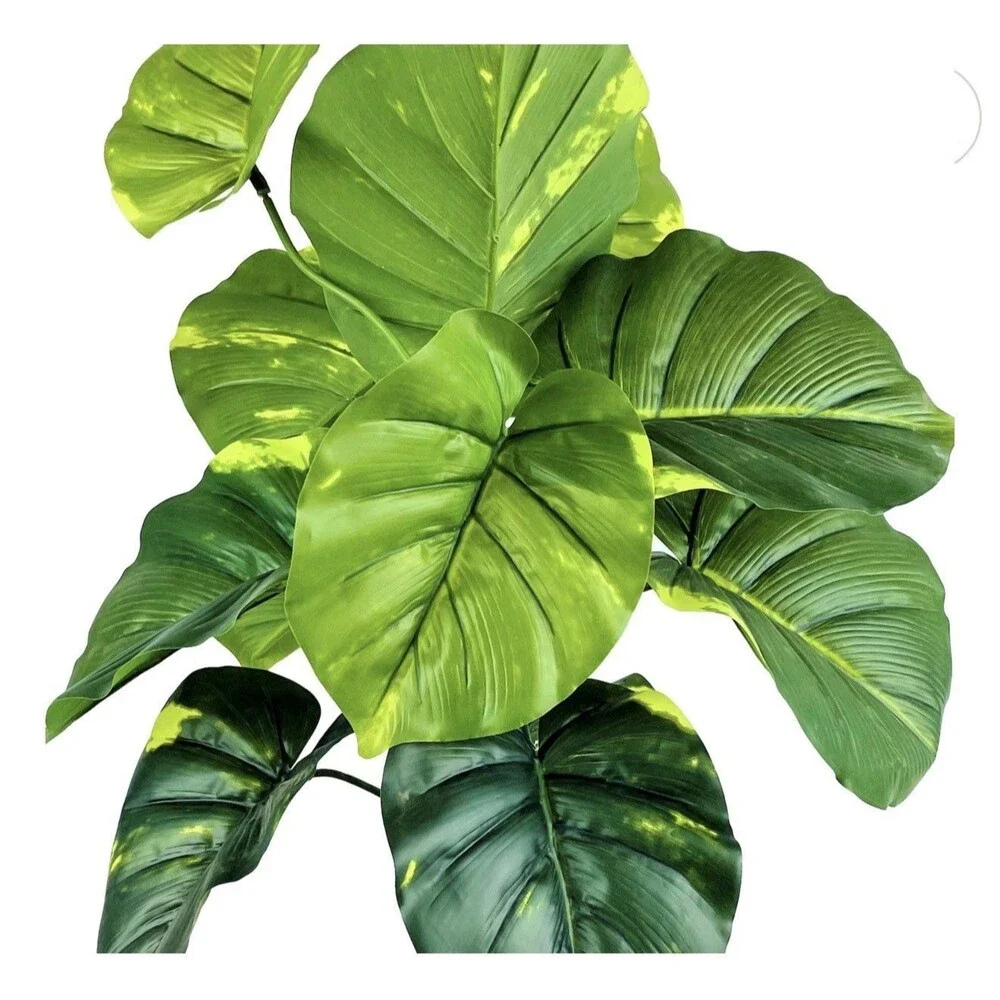 Faux Pothos Plant in Wicker/Rattan Basket 30” New